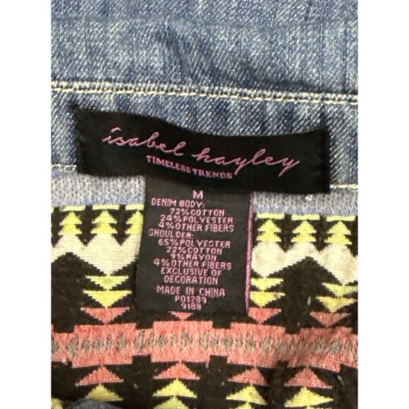 Isabel Hayley Women's Jacket Denim Jean Aztec Southwestern Embroidered Medium - Picture 9 of 10